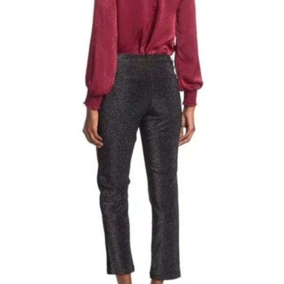NWT Scotch & Soda Maison Black Red Wine Side Stripe Metallic Glitter Pant Size S - Picture 9 of 14